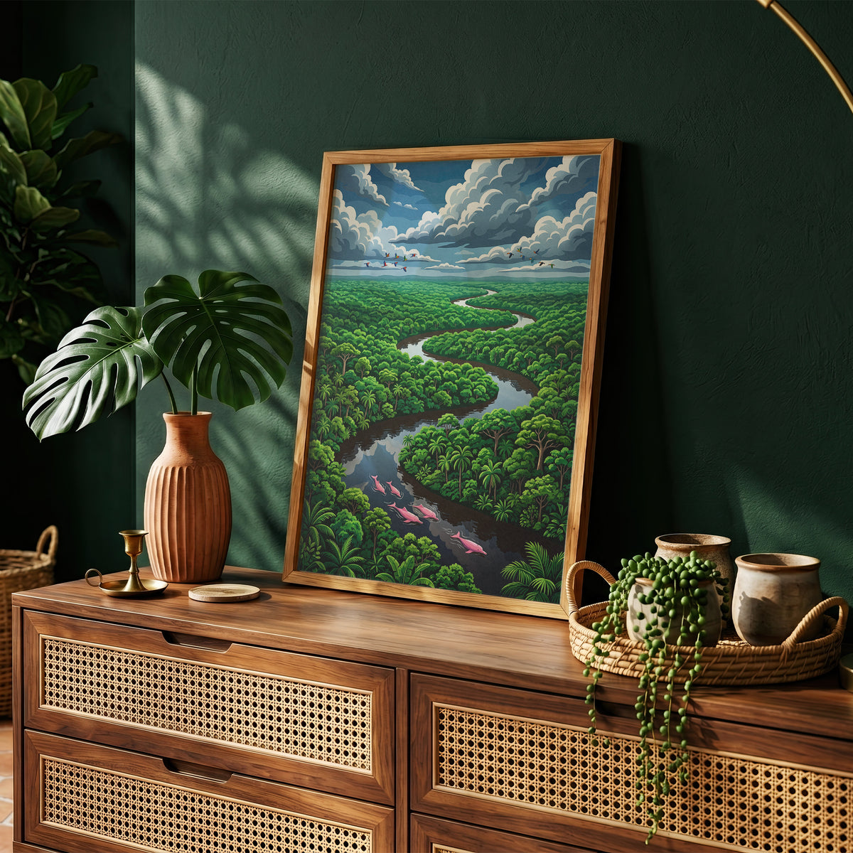 Winding Amazon River Rainforest Canopy Art Print