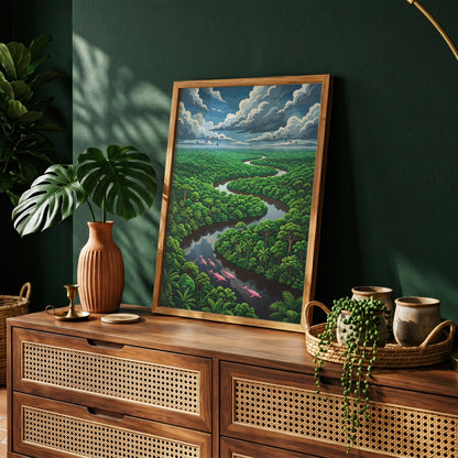 Winding Amazon River Rainforest Canopy Art Print
