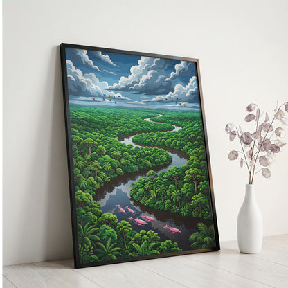 Winding Amazon River Rainforest Canopy Art Print
