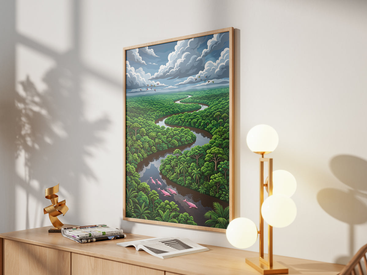 Winding Amazon River Rainforest Canopy Art Print