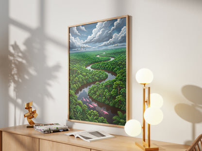 Winding Amazon River Rainforest Canopy Art Print