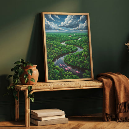 Winding Amazon River Rainforest Canopy Art Print