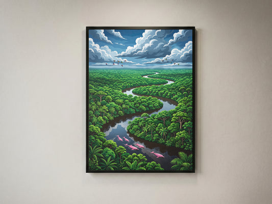 Winding Amazon River Rainforest Canopy Art Print