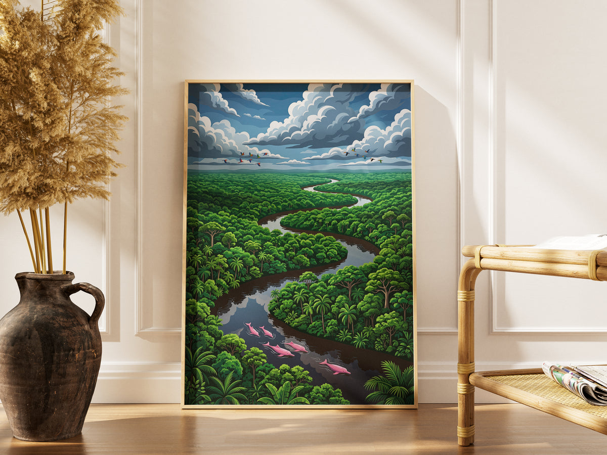 Winding Amazon River Rainforest Canopy Art Print
