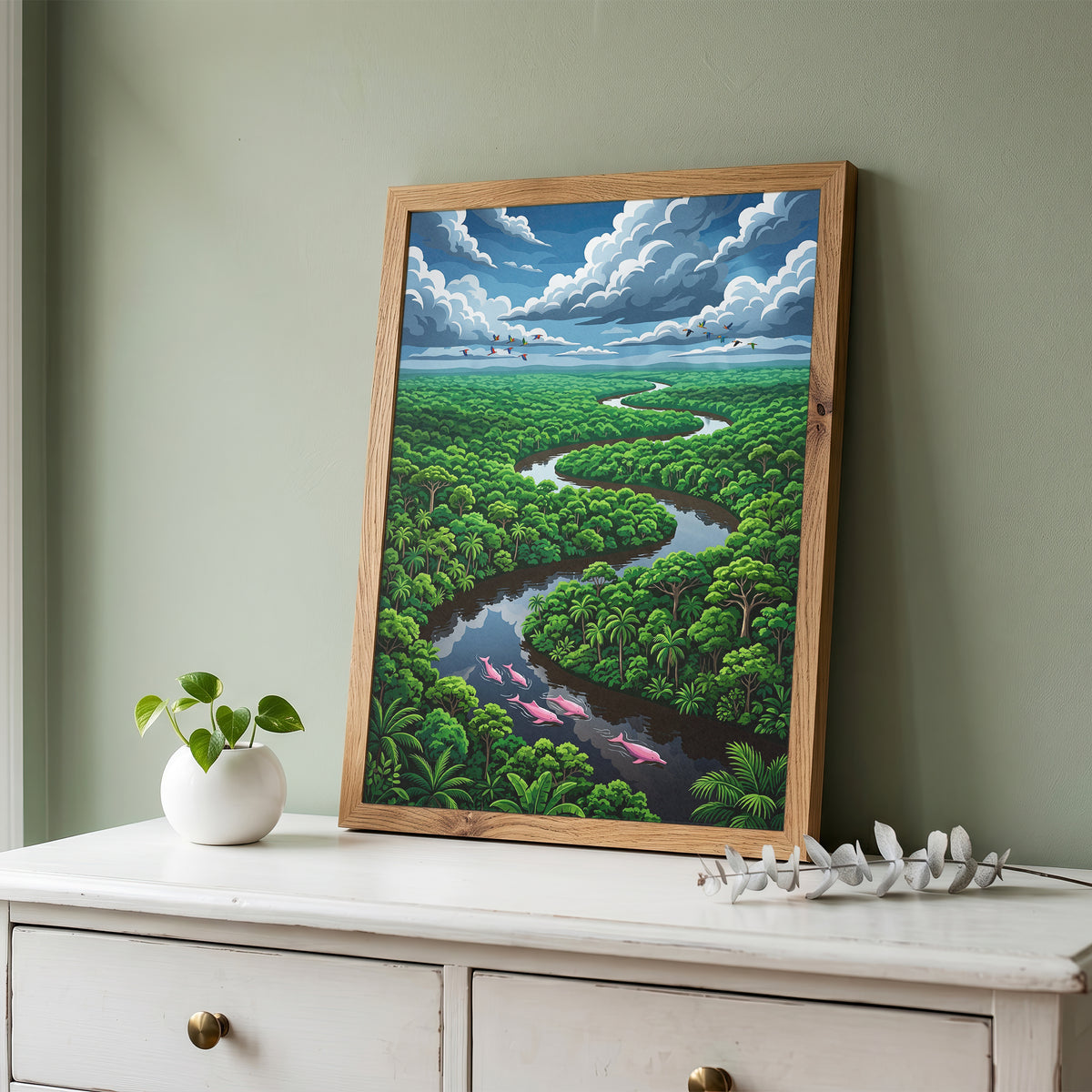 Winding Amazon River Rainforest Canopy Art Print