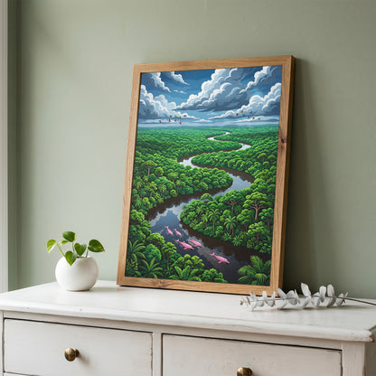 Winding Amazon River Rainforest Canopy Art Print