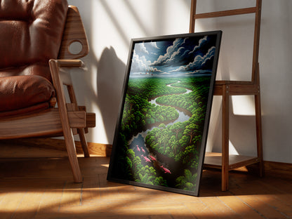 Winding Amazon River Rainforest Canopy Art Print