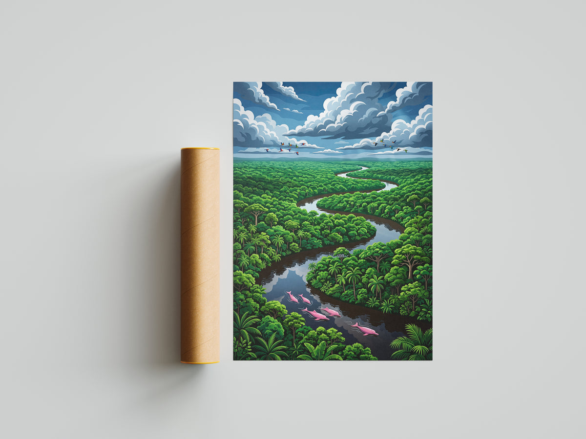 Winding Amazon River Rainforest Canopy Art Print
