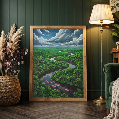 Winding Amazon River Rainforest Canopy Art Print