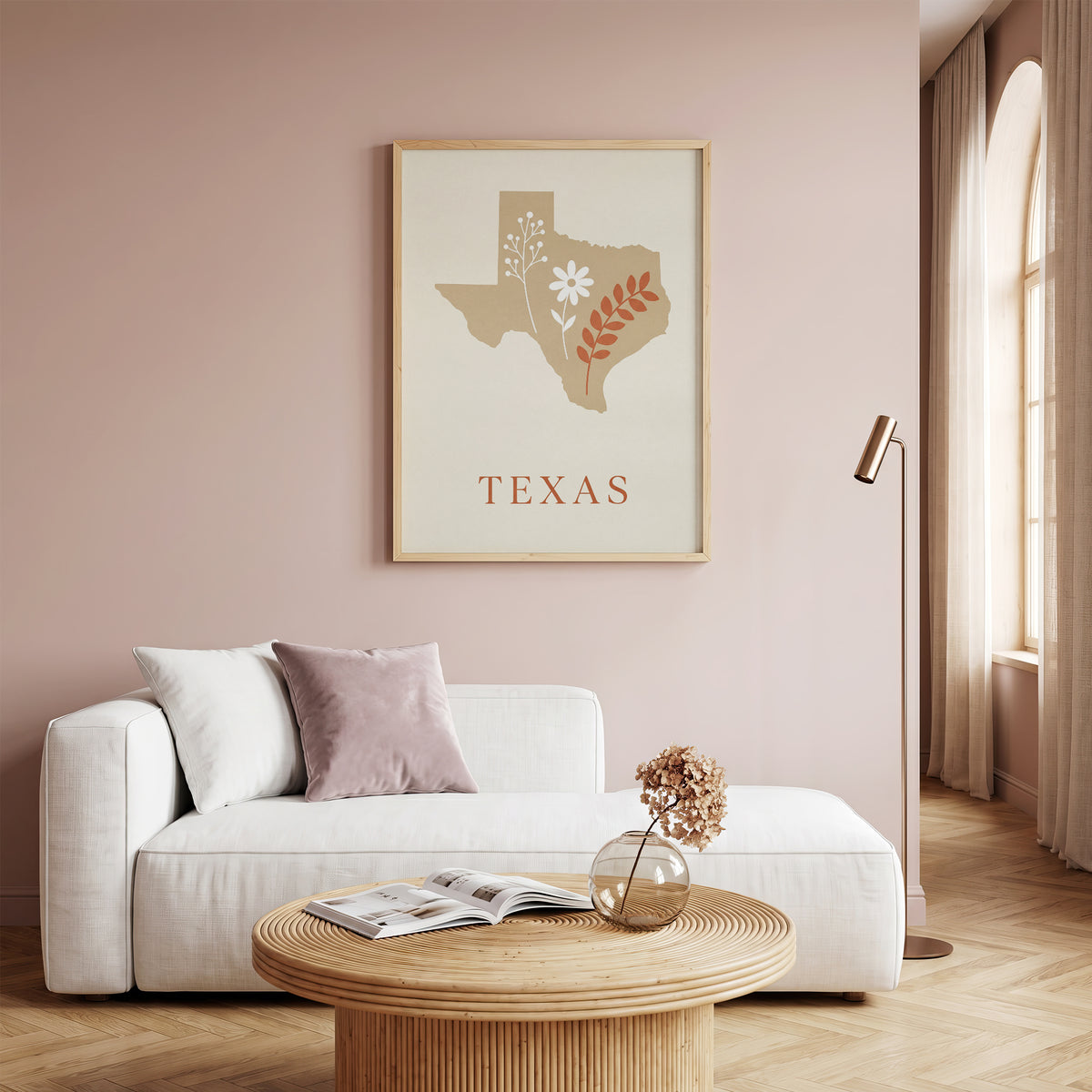 Texas State Map Silhouette Wildflower Art Print