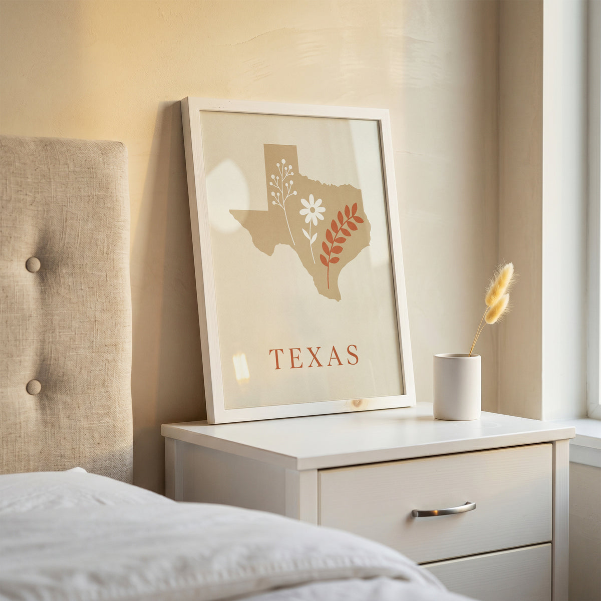 Texas State Map Silhouette Wildflower Art Print