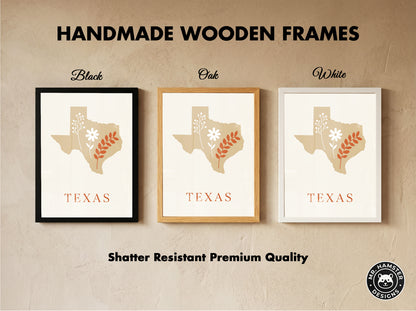 Texas State Map Silhouette Wildflower Art Print