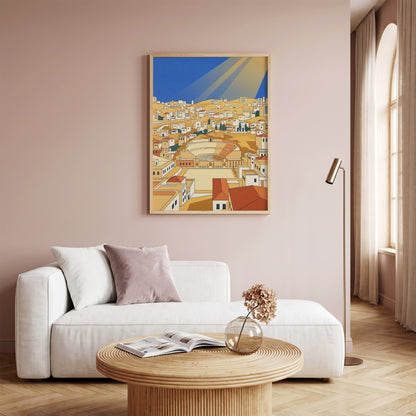 Amman Jordan Roman Theater Art Print, Hillside Sandstone Architecture
