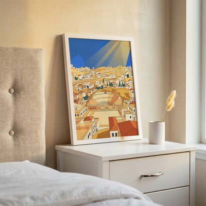 Amman Jordan Roman Theater Art Print, Hillside Sandstone Architecture