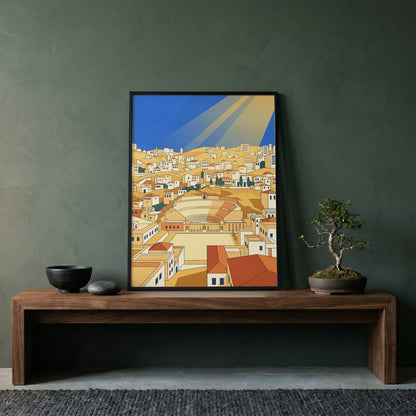 Amman Jordan Roman Theater Art Print, Hillside Sandstone Architecture