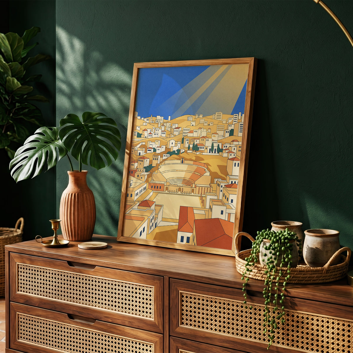 Amman Jordan Roman Theater Art Print, Hillside Sandstone Architecture