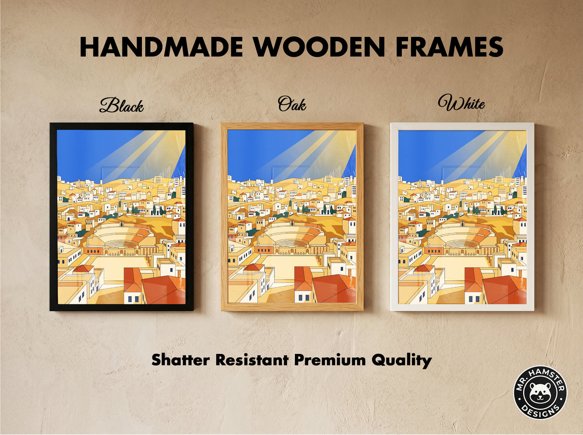 Amman Jordan Roman Theater Art Print, Hillside Sandstone Architecture