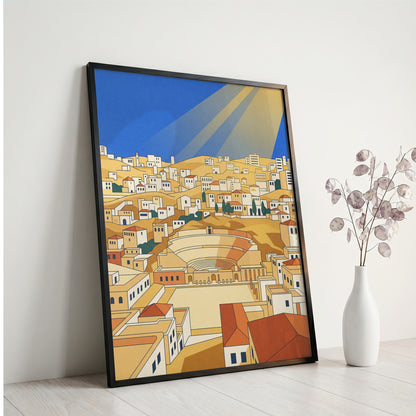 Amman Jordan Roman Theater Art Print, Hillside Sandstone Architecture