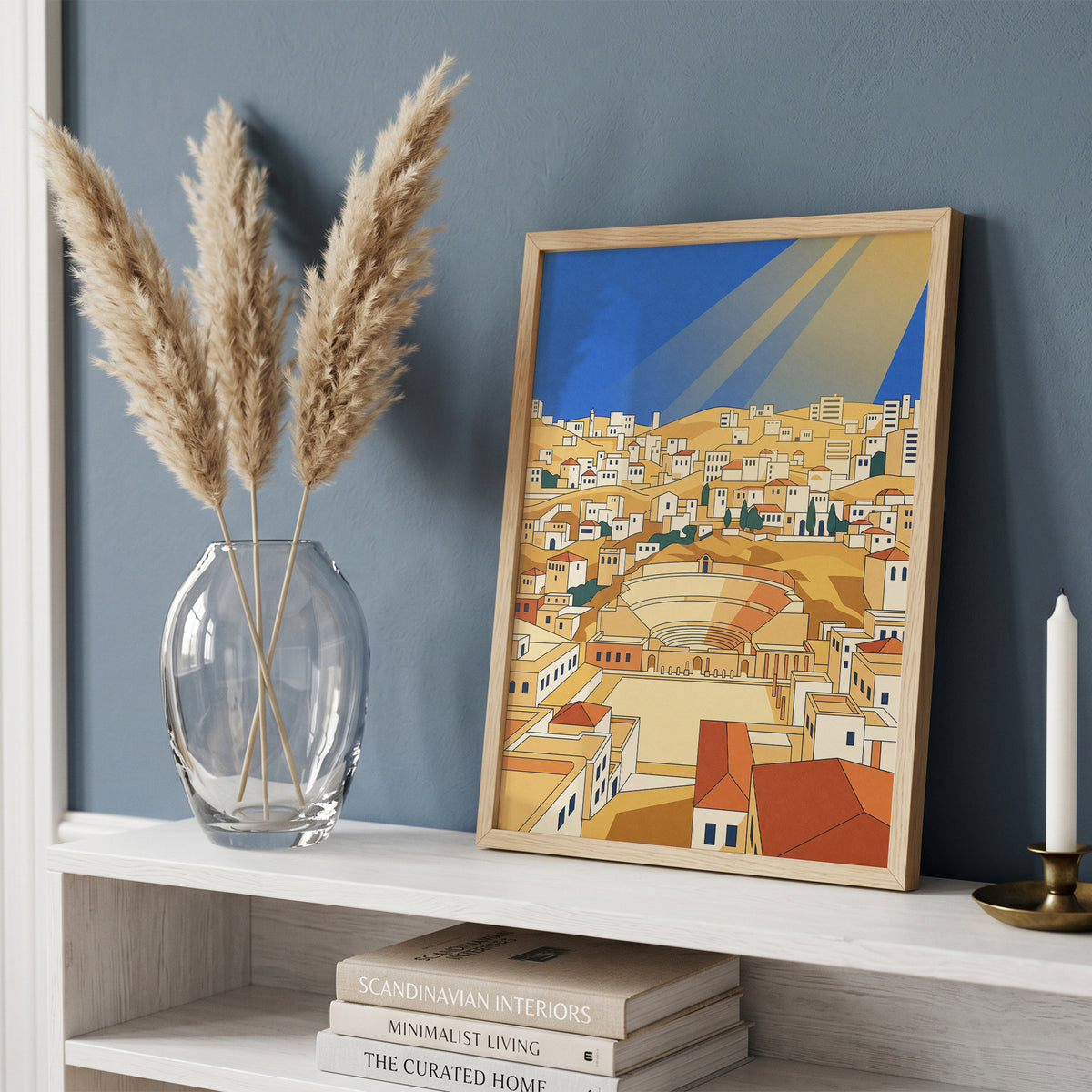 Amman Jordan Roman Theater Art Print, Hillside Sandstone Architecture