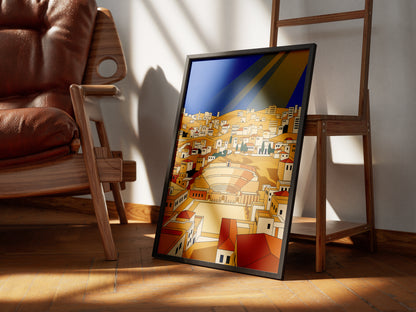 Amman Jordan Roman Theater Art Print, Hillside Sandstone Architecture