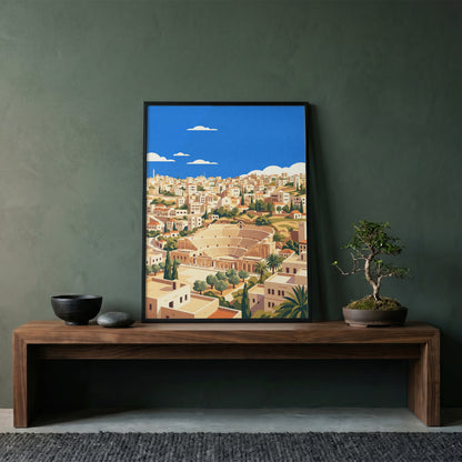 Amman Roman Amphitheater & Olive Trees Art Print
