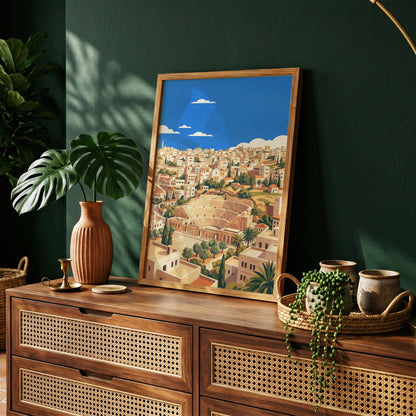 Amman Roman Amphitheater & Olive Trees Art Print