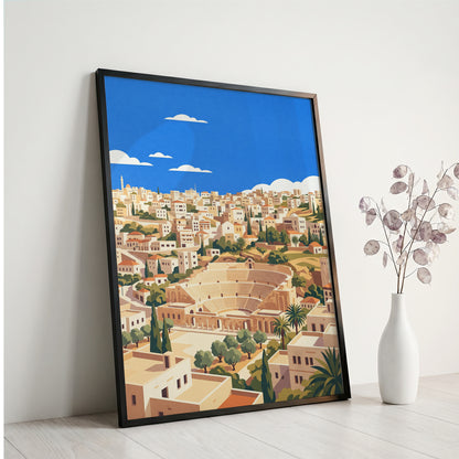 Amman Roman Amphitheater & Olive Trees Art Print