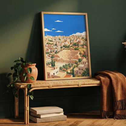 Amman Roman Amphitheater & Olive Trees Art Print