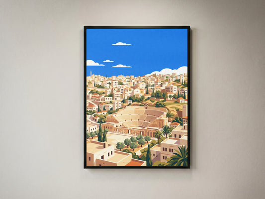 Amman Roman Amphitheater & Olive Trees Art Print