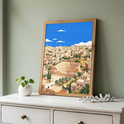 Amman Roman Amphitheater & Olive Trees Art Print