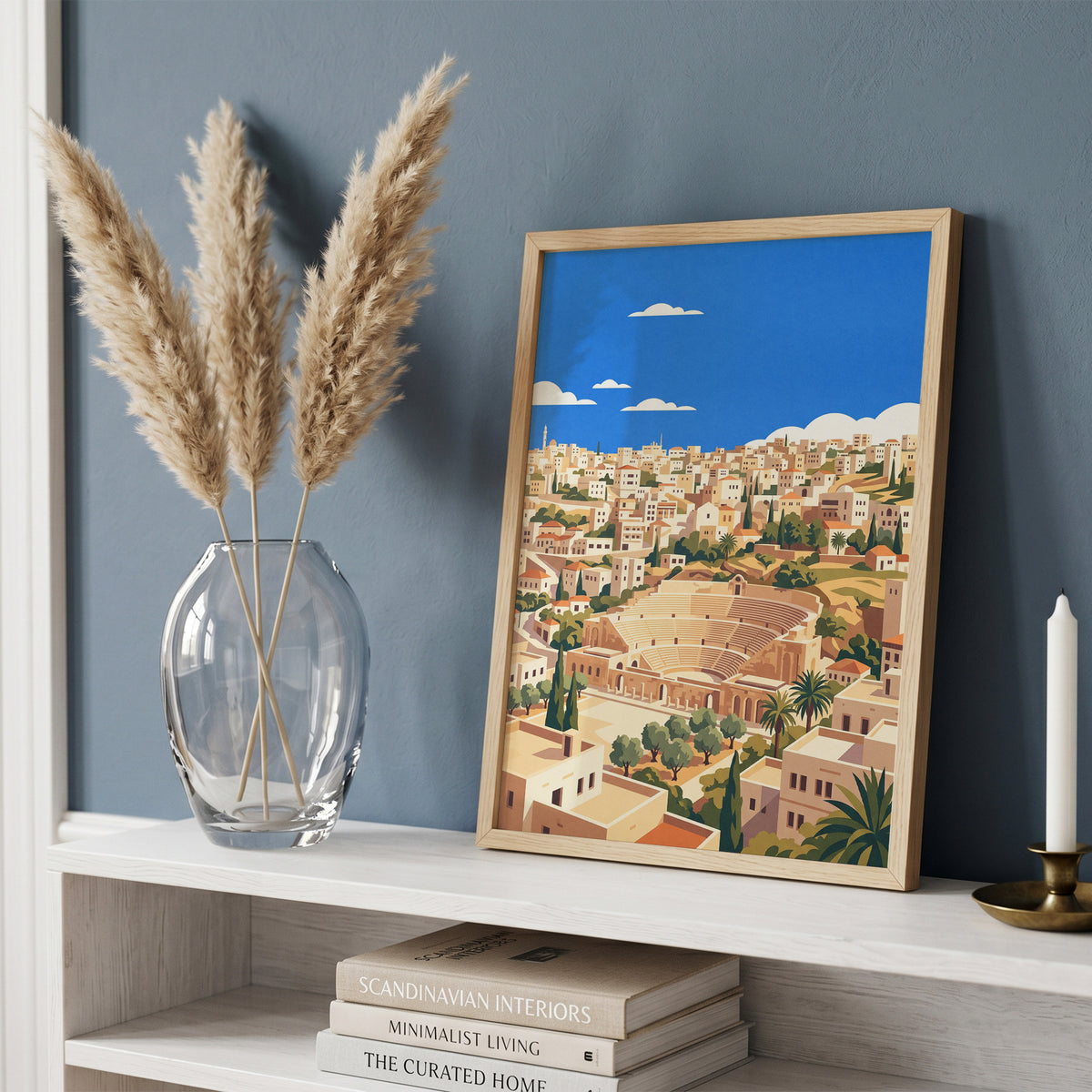 Amman Roman Amphitheater & Olive Trees Art Print
