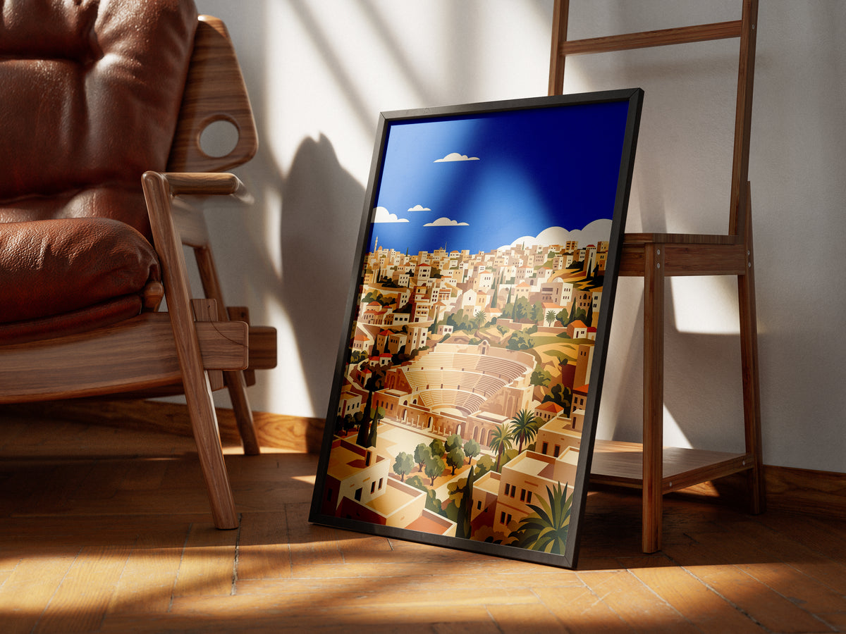 Amman Roman Amphitheater & Olive Trees Art Print