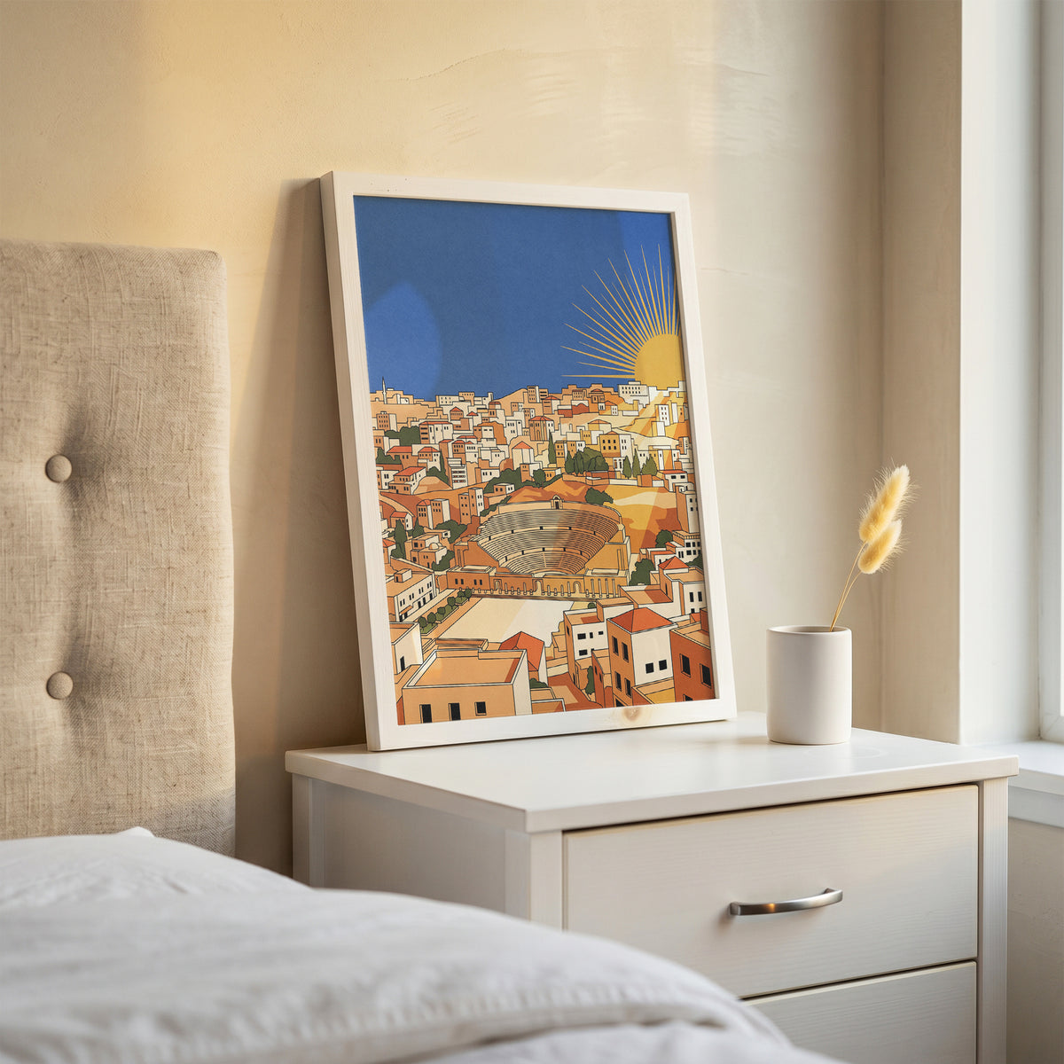 Amman Jordan Roman Theater Sunburst Sunrise Art Print