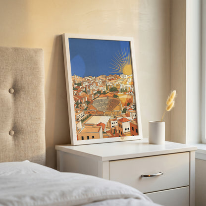 Amman Jordan Roman Theater Sunburst Sunrise Art Print