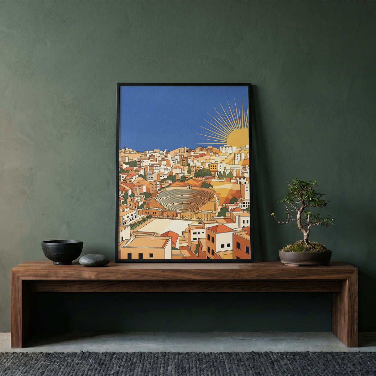 Amman Jordan Roman Theater Sunburst Sunrise Art Print