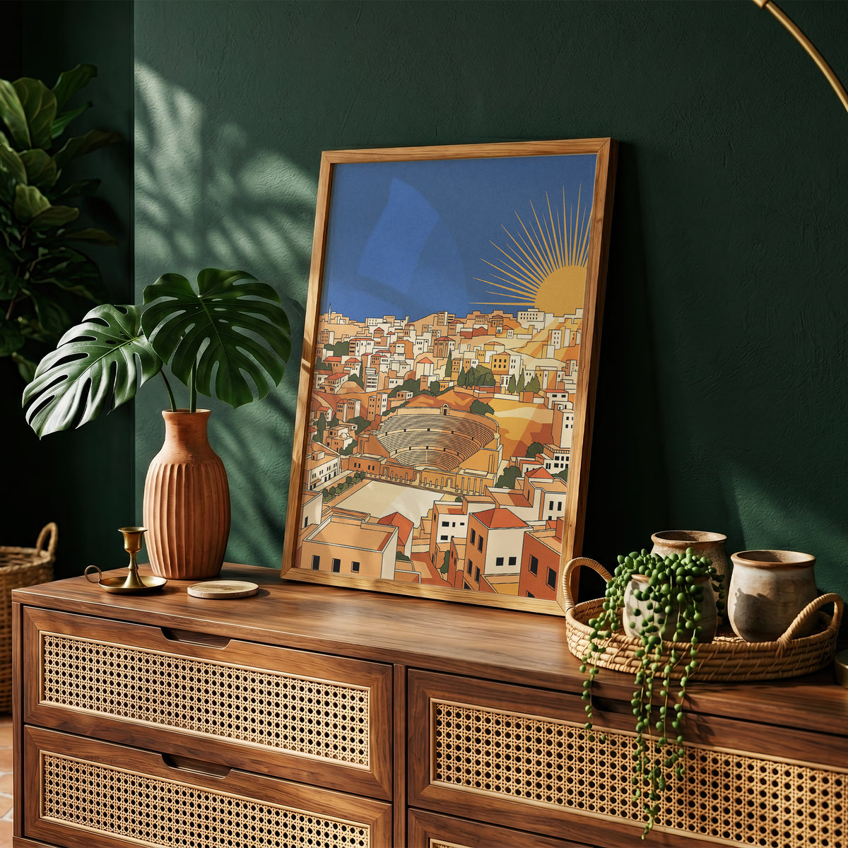 Amman Jordan Roman Theater Sunburst Sunrise Art Print