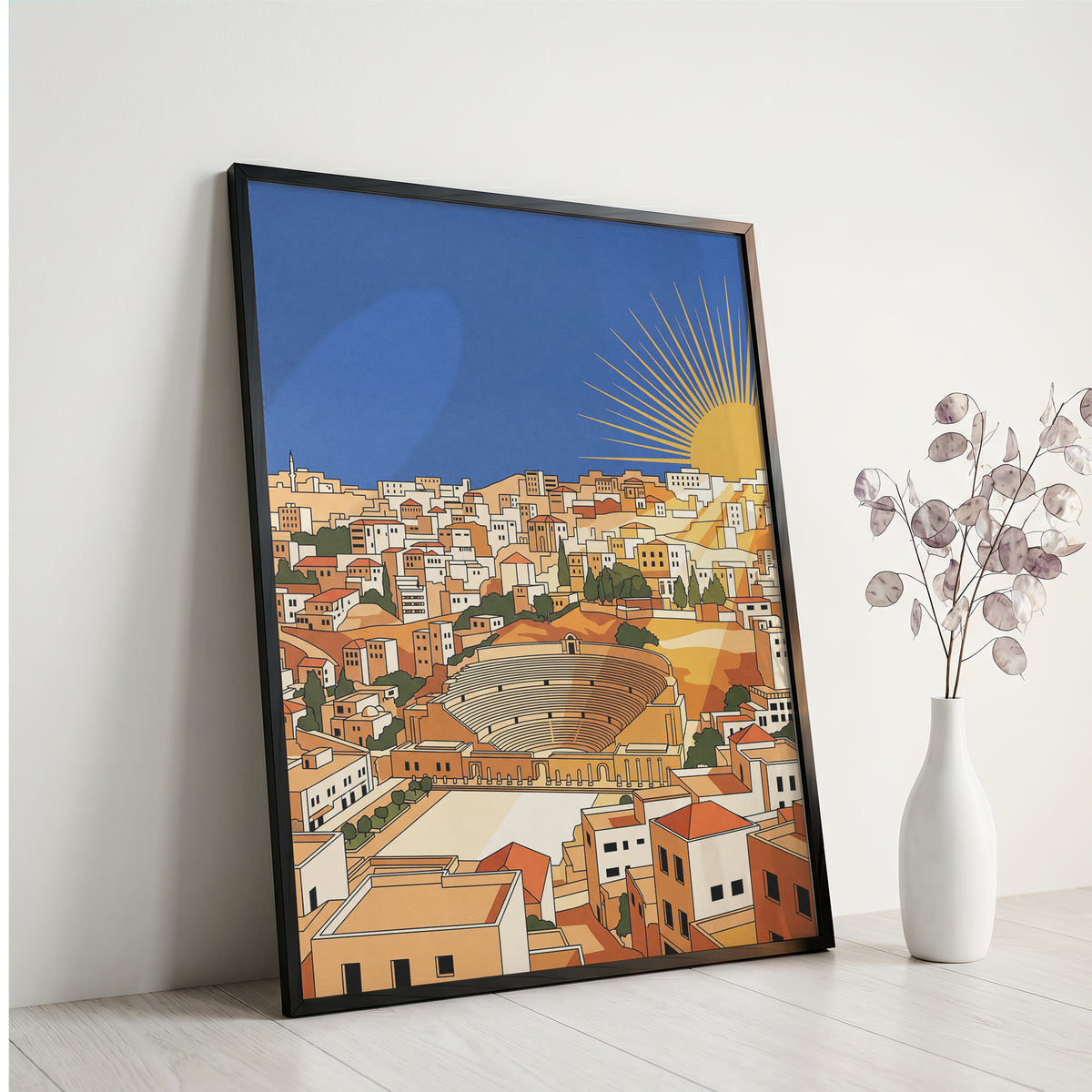Amman Jordan Roman Theater Sunburst Sunrise Art Print