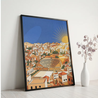 Amman Jordan Roman Theater Sunburst Sunrise Art Print