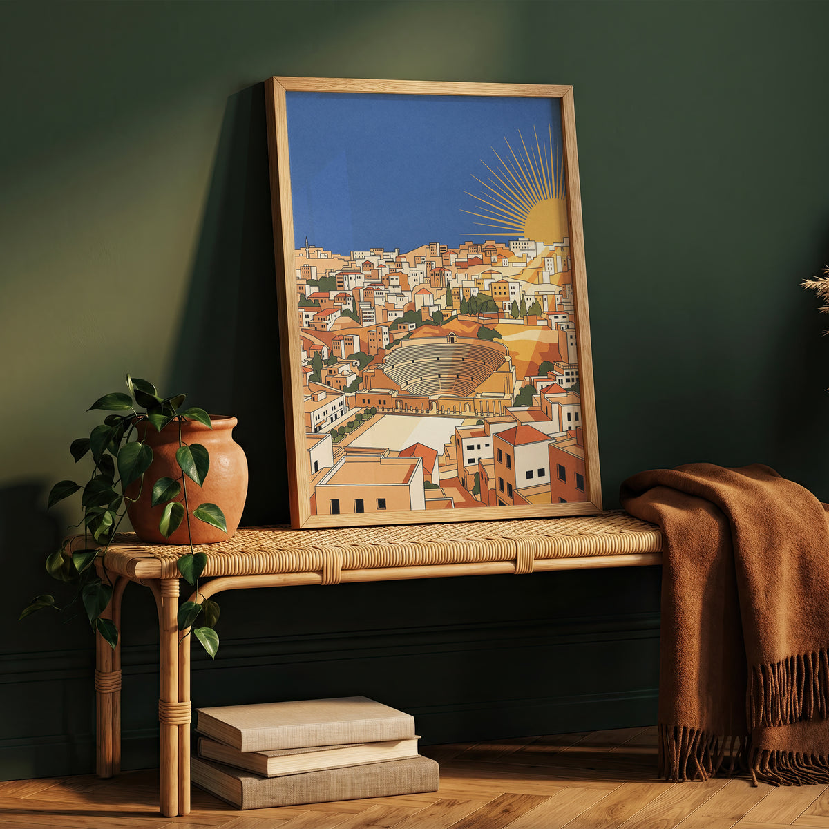 Amman Jordan Roman Theater Sunburst Sunrise Art Print