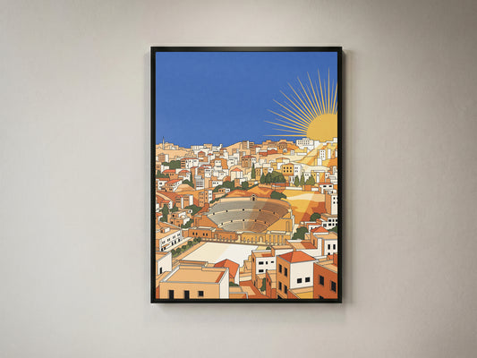 Amman Jordan Roman Theater Sunburst Sunrise Art Print