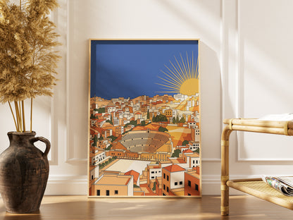 Amman Jordan Roman Theater Sunburst Sunrise Art Print