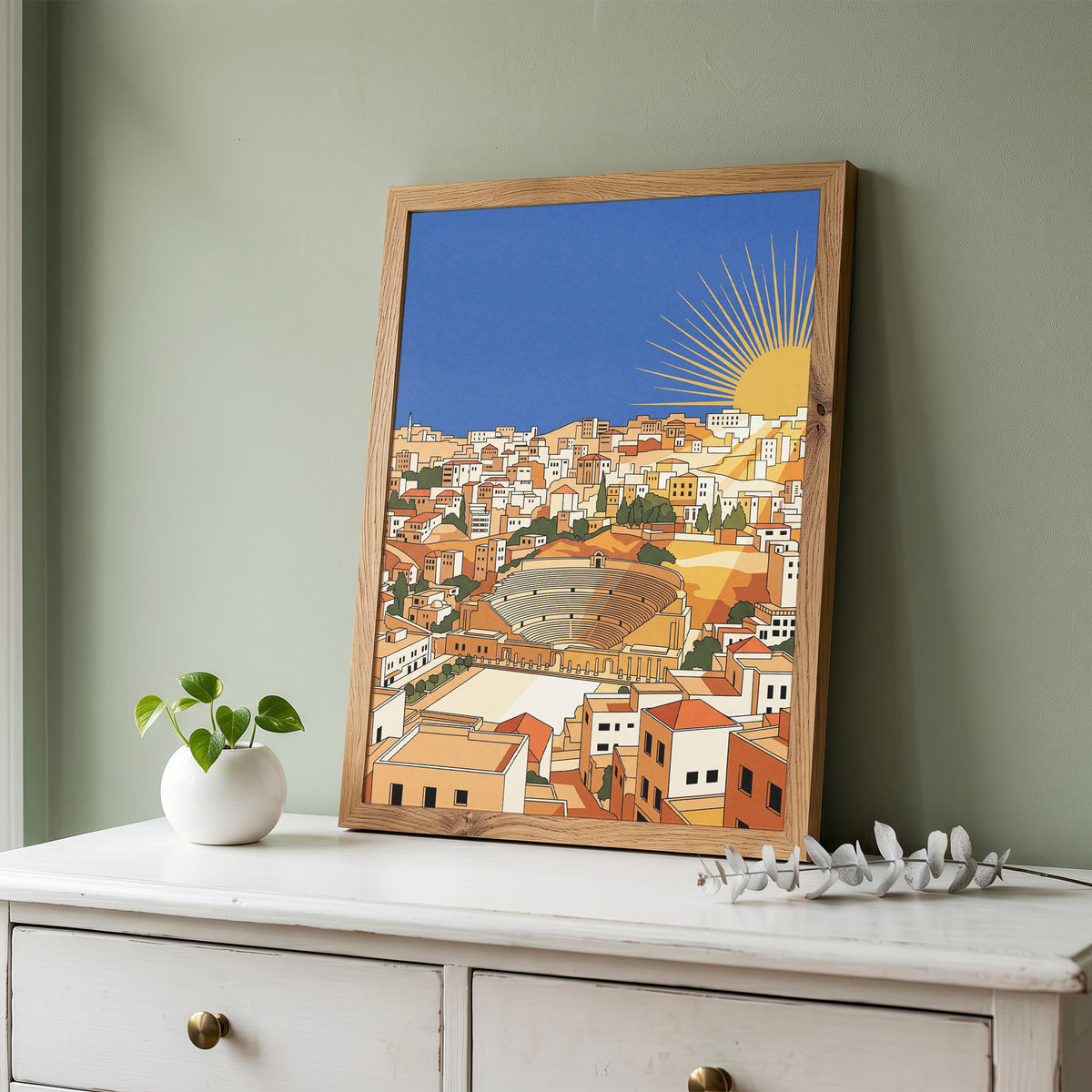 Amman Jordan Roman Theater Sunburst Sunrise Art Print
