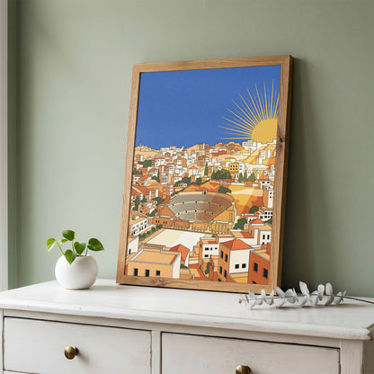 Amman Jordan Roman Theater Sunburst Sunrise Art Print