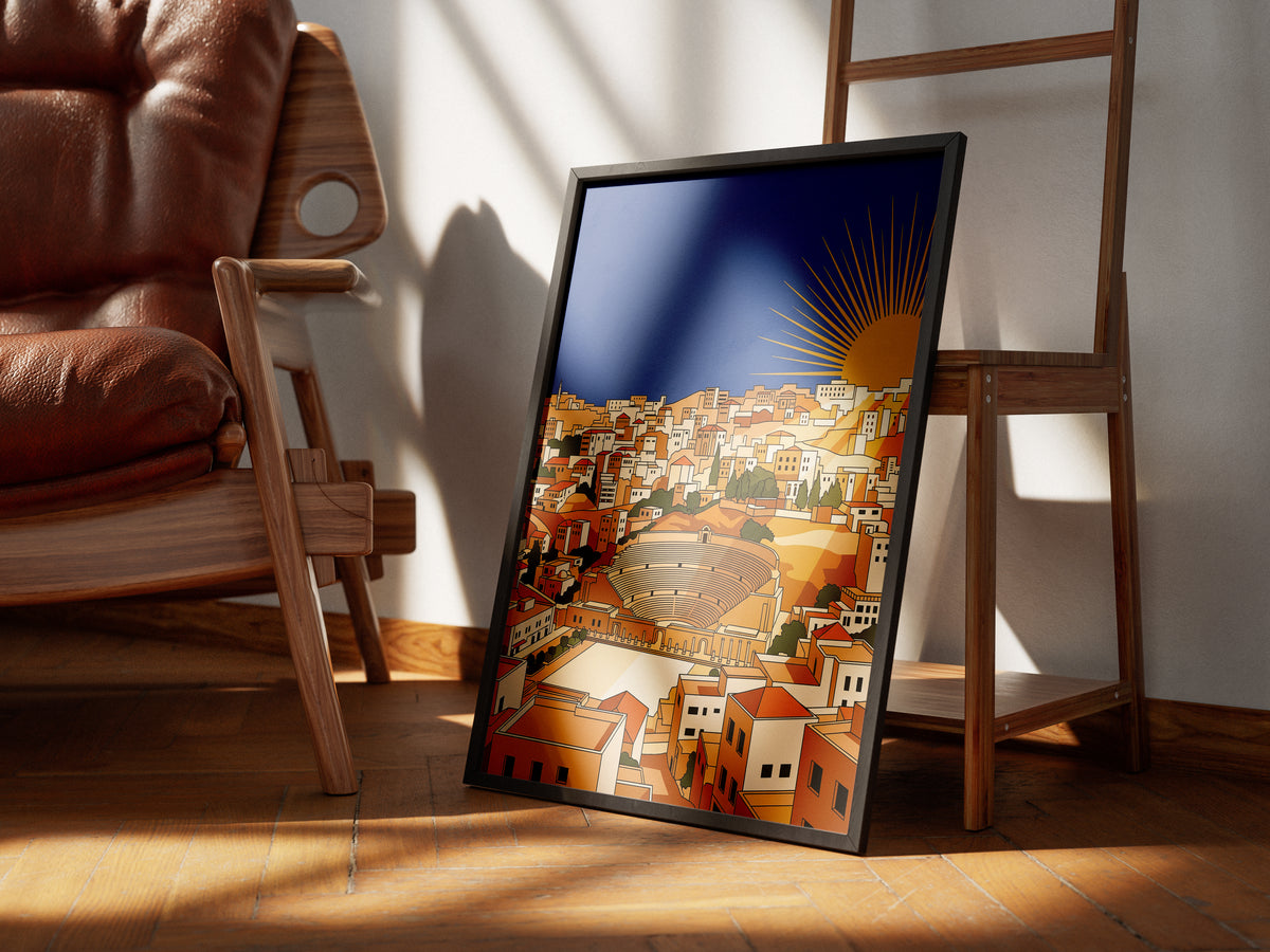 Amman Jordan Roman Theater Sunburst Sunrise Art Print