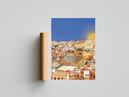 Amman Jordan Roman Theater Sunburst Sunrise Art Print