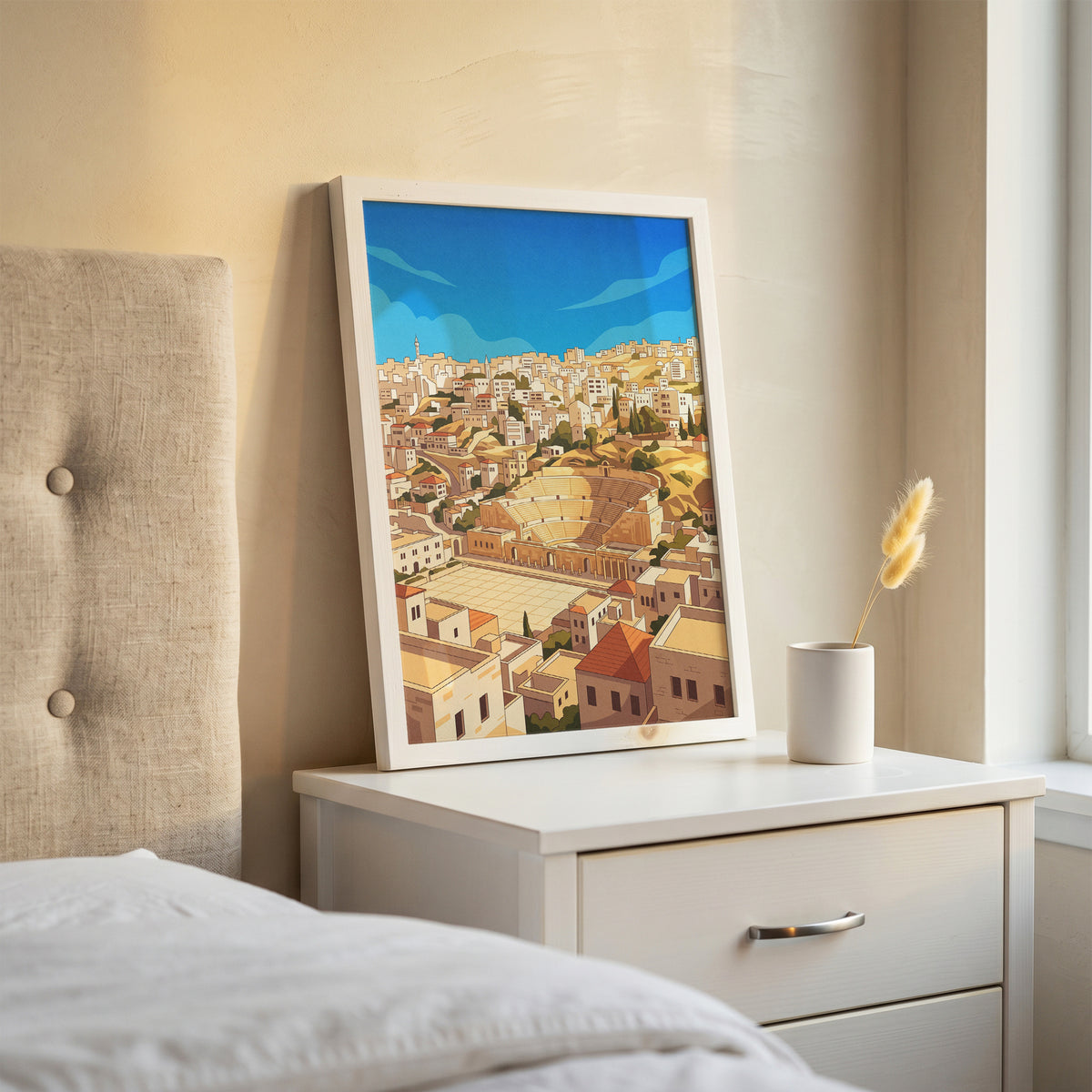 Amman Jordan Panoramic Roman Theater Cityscape Print