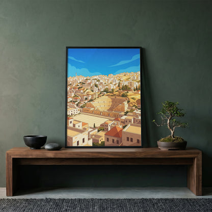 Amman Jordan Panoramic Roman Theater Cityscape Print