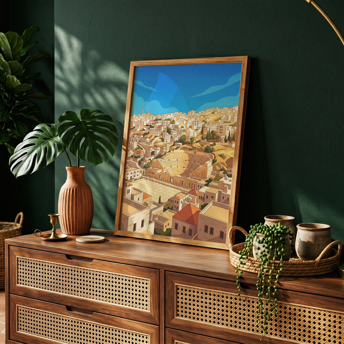 Amman Jordan Panoramic Roman Theater Cityscape Print