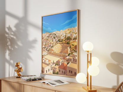 Amman Jordan Panoramic Roman Theater Cityscape Print