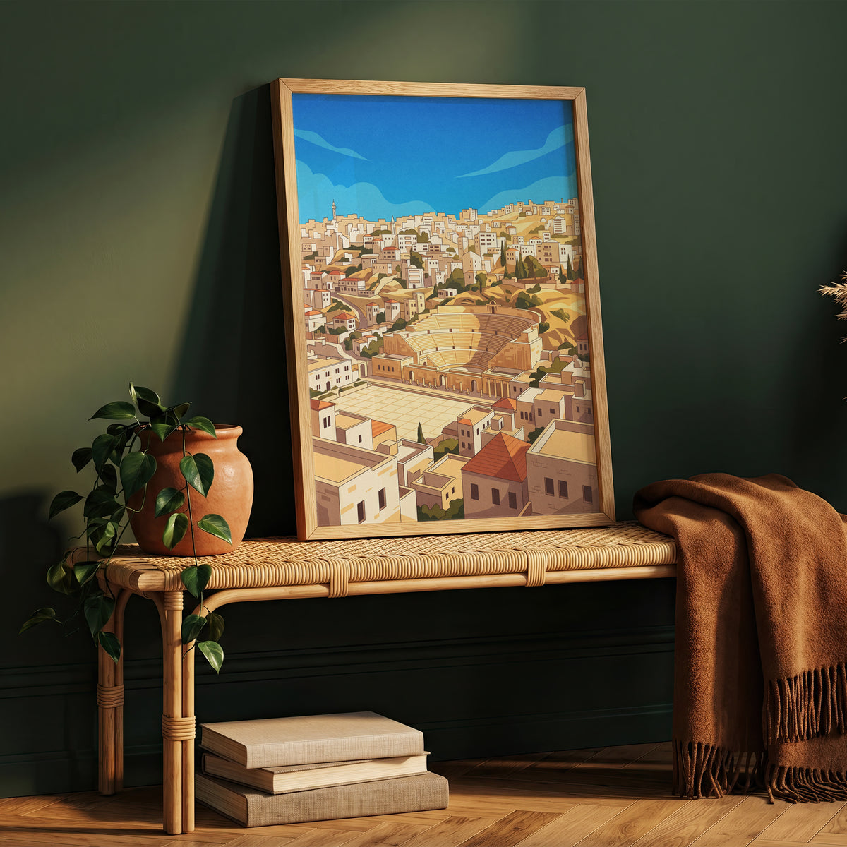 Amman Jordan Panoramic Roman Theater Cityscape Print